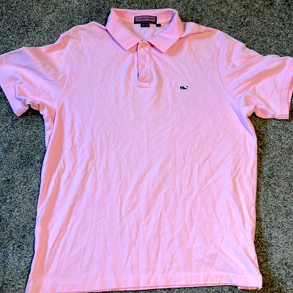 Pink vineyard vines polo shirt.